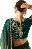 Teal Green Organza Saree With Sequins Work For Mehndi