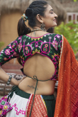 Teal Green Rayon Embroidered Ready Made Navratri Lehenga
