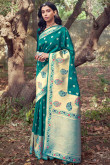 Teal Green Silk Traditional Saree