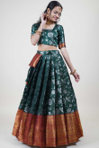 Teal Green Silk Woven Zari Flared Lehenga
