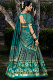 Teal Green Soft Silk Lehenga with Printed Work for Diwali 