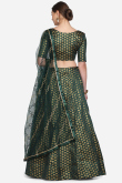 Teal Green Taffeta Silk Woven Zari Lehenga