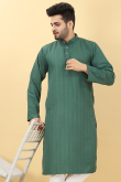 Teal Green Viscose Straight Cut Men Kurta