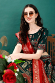 Teal Green Woven Zari Art Silk Panelled Style Lehenga