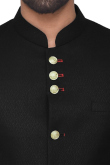 Terry Rayon Black Weaved Thread Jodhpuri Style Men's Coat Pant