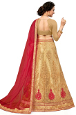 Thread Embroidered Net Dark Beige Lehenga