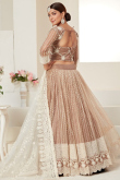 Thread Embroidered Net Light Peach Bridesmaid Wear Lehenga