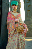 Thread Weaved Chanderi Silk Pistachio Green Broad Border Saree 