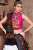 Thread Work Embroidered Cotton White Indian Lehenga