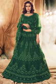 Bottle Green Festive Wear Net Lehenga