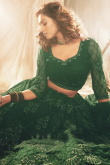 Bottle Green Festive Wear Net Lehenga