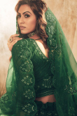 Bottle Green Festive Wear Net Lehenga