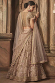 Thread Work Embroidered Net Beige Lehenga for Wedding & Party