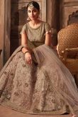 Thread Work Embroidered Net Beige Lehenga for Wedding & Party