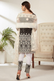 Thread Work Embroidered Net Dusty Black Trouser Suit