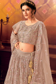 Thread Work Embroidered Net Oat Beige Lehenga Choli