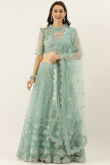 Net Powder Blue Lehenga With Sequins
