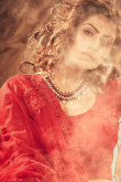 Red Resham Work Embroidered Net Lehenga