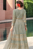 Thread Work Embroidered Net Sage Green Anarkali Suit