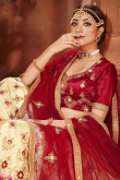 Thread Work Embroidered Silk Cream Beige Ombre Lehenga