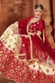 Thread Work Embroidered Silk Cream Beige Ombre Lehenga