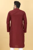 Thread Work Embroidered Viscose Deep Red Men Kurta