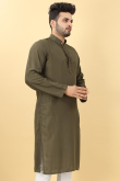 Thread Work Embroidered Viscose Moss Green Men Kurta
