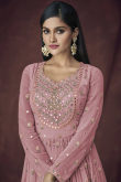 Thulian Pink Georgette Embroidered Lehenga for Wedding & Party