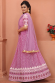 Resham Work Thulian Pink Lehenga in Georgette for Party 