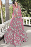 Thulian Pink Net Embroidered Lehenga