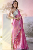 Thulian Pink Organza Embroidered Fancy Saree
