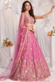 Thulian Pink Organza Embroidered Panelled Style Lehenga