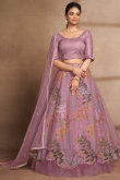 Thulian Pink Sequins Embroidered Net Flared Lehenga 