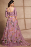 Thulian Pink Sequins Embroidered Net Flared Lehenga 