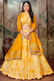 Tie & Die Mustard Yellow Uppada Silk Lehenga Choli For Haldi