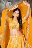Tie & Die Mustard Yellow Uppada Silk Lehenga Choli For Haldi