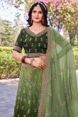 Tissue Army Green Lehenga with Sequins Work for Wedding