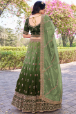 Tissue Army Green Lehenga with Sequins Work for Wedding