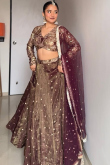 Tissue Chikko Brown Lehenga with Zari Work for Weddings