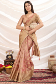 Tissue Mauve Pink Saree with Woven Zari Work for Diwali 