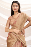 Tissue Mauve Pink Saree with Woven Zari Work for Diwali 