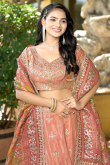 Tissue Salmon Peach Lehenga with Gota Patti Work for Wedding