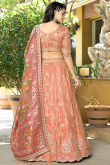 Tissue Salmon Peach Lehenga with Gota Patti Work for Wedding