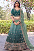 Tissue Teal Green Lehenga with Sequins Work for Diwali