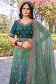 Tissue Teal Green Lehenga with Sequins Work for Diwali