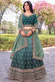 Tissue Teal Green Lehenga with Sequins Work for Diwali