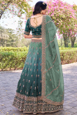Tissue Teal Green Lehenga with Sequins Work for Diwali