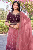 Tissue Wine Maroon Lehenga with Sequins Work for Diwali