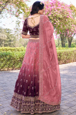 Tissue Wine Maroon Lehenga with Sequins Work for Diwali