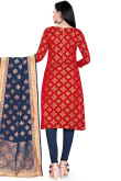 Jacquard Tomato Red Churidar Suit